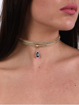 Choker Cu Piatra Mare Deeply Bej