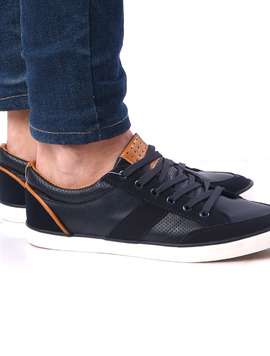 Pantofi Barbati Sport Cu Siret Si Cusaturi Decorative Relax Bleumarin