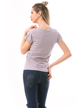 Tricou Dama NeverMind Lila Alb si Auriu