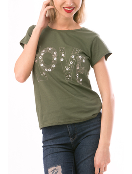 Tricou Dama LoveCircle Kaki