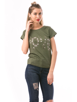 Tricou Dama LoveCircle Kaki