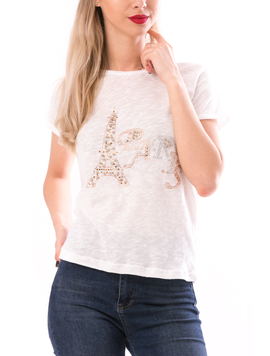Tricou Dama ParisMood Alb Auriu si Argintiu