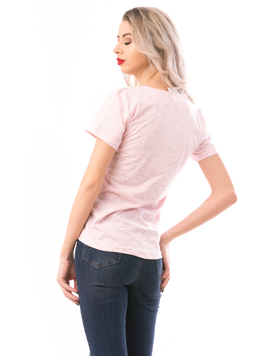 Tricou Dama MissySoftFlower Roz si Crem