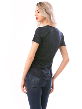 Tricou Dama MissySoftFlower Bleumarin si Crem