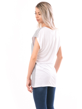 Tricou dama NiceSimpleLine Alb si Negru
