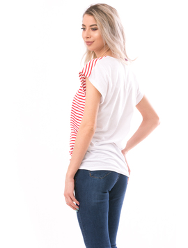 Tricou dama SimpleLine Rosu si Alb