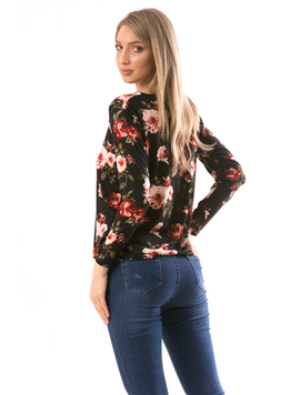 Bluza Dama FlowerShower Negru si Rosu