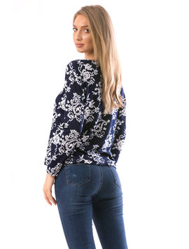 Bluza Dama FlowerShower Bleumarin si Alb
