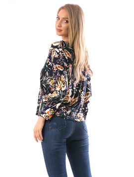 Bluza Dama FlowerShower Bleumarin si Portocaliu