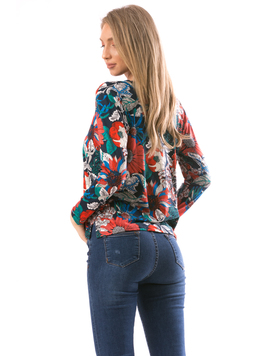 Bluza Dama FlowerShower Bleumarin si Verde