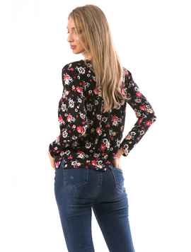 Bluza Dama FlowerShower Negru Rosu si Albastru