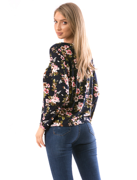 Bluza Dama FlowerShower Negru si Roz