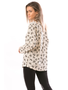 Bluza Dama FinePurl Crem Inspicat Si Negru
