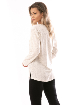 Bluza Dama OnTulle Crem Inspicat Si Alb