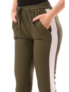 Pantaloni Dama UrbanFit Kaki Si Alb