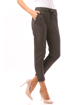 Pantaloni Dama HappyThings Gri Inchis Si Alb