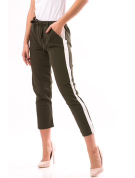 Pantaloni Dama FitLit Kaki Si Alb