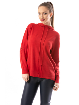 Hanorac Dama SimpleKnitted Rosu