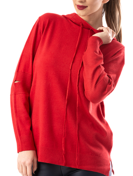 Hanorac Dama SimpleKnitted Rosu