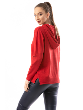 Hanorac Dama SimpleKnitted Rosu