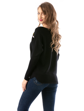 Pulover Dama FlowerPearl Negru