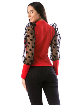 Bluza Dama BigDotSleeves Rosu