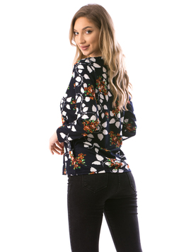 Bluza Dama FlowersPocket Negru si Alb