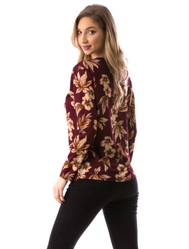 Bluza Dama ClassicFlower Grena si Crem