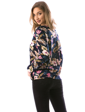 Bluza Dama ClassicFlower Bleumarin si Roz