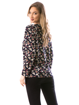 Bluza Dama ClassicFlower Bleumarin si Kaki