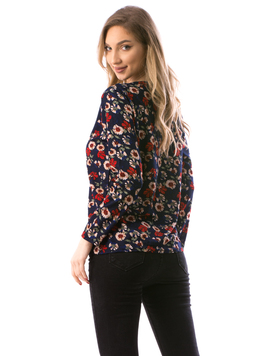 Bluza Dama FlowersDecolletage Bleumarin si Verde