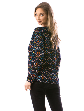 Bluza Dama FlowersPocket Bleumarin si Verde