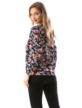 Bluza Dama FlowersPocket Bleumarin si Bordo