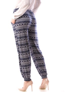 Pantaloni Dama HaremPants Alb si Bleumarin