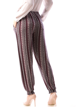 Pantaloni Dama HaremPants Alb si Fucsia
