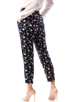 Pantaloni Dama HippieBird Bleumarin si Alb