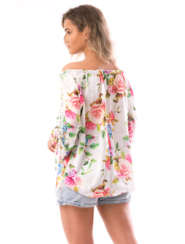 Bluza Dama SatinFeeling Alb Roz Si Verde