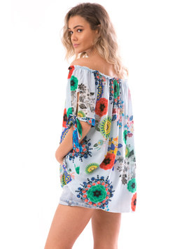 Bluza Dama SideBowBleu Verde Galben Si Portocaliu