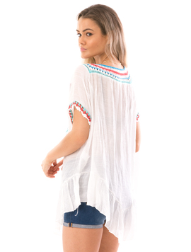 Bluza Dama ZuzuLine Alb Albastru Rosu si Turcoaz