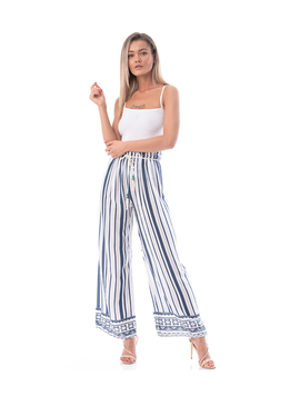 Pantaloni Dama SunShine Alb Albastru Si Gri