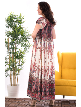 Rochie Dama Justinna Alb si Fucsia