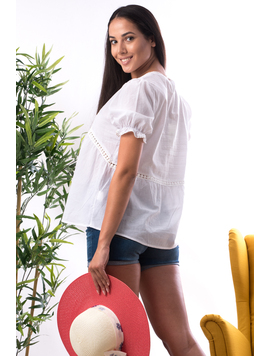 Bluza Dama Cu Broderie Innaty Alb