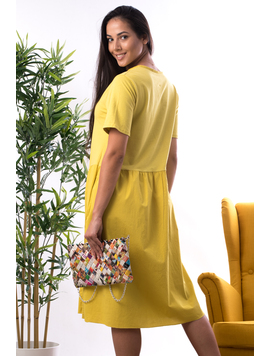 Rochie Dama Cu Buzunare Aplaye Galben