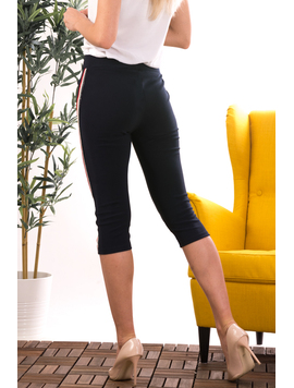 Pantaloni Dama Trei Sferturi Krems Bleumarin