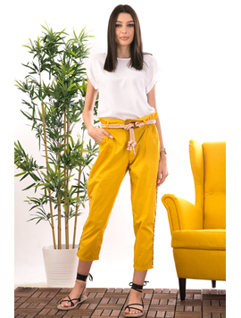 Pantaloni Dama Bumbac KarinnaOffice Mustar