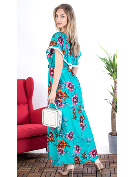Rochie Dama Lunga QueenFlower Turcoaz