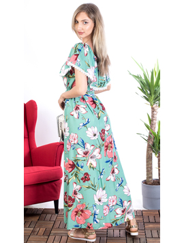 Rochie Dama Lunga QueenFlower Vernil si Alb