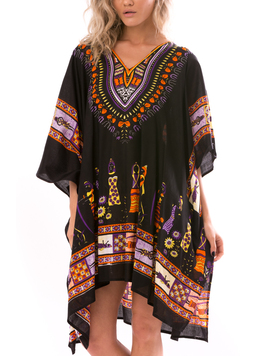 Poncho Dama BeautifulIndian Negru Mov Galben si Portocaliu