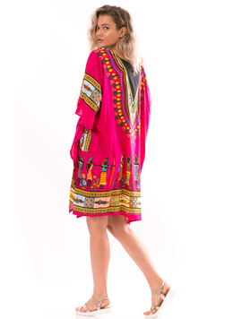 Poncho Dama BeautifulIndian Fucsia Negru si Galben