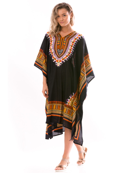 Poncho Dama IndianSky Negru Portocaliu Mov si Alb